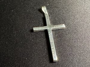 925 Sterling Silver Cross Pendant SPI reads "Love Love"